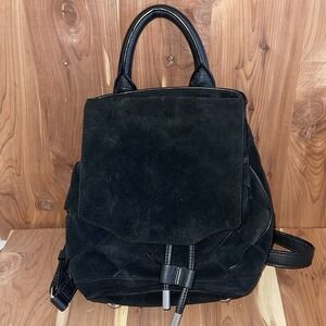 Rag & Bone Woven Suede  Pilot Backpack - Black W/ Silver Hardware